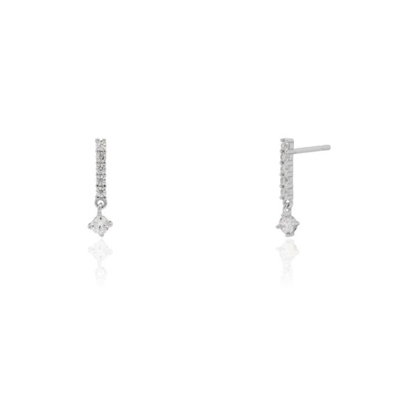 NWT Monica Bar Drop Stud Earrings // Sterling Silver + CZ - Picture 1 of 1